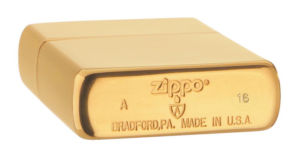 Onderaanzicht Zippo Aansteker Armor High Polish Brass Basis Modell