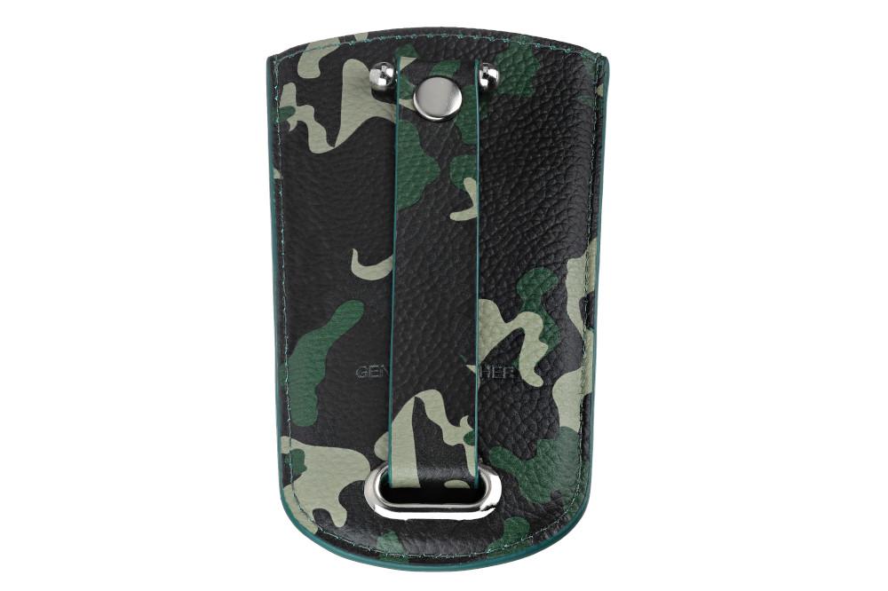 Zippo sleutelhanger leder camouflagepatroon groen