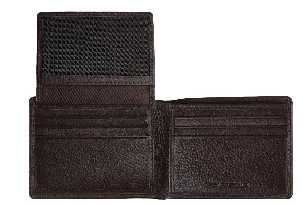 Vooraanzicht Zippo-portemonnee met bruin leer met flap open