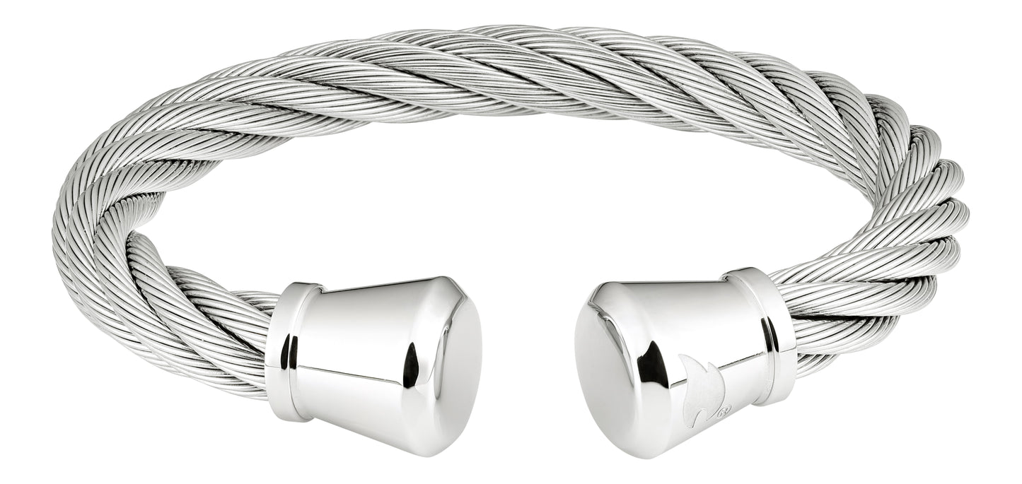Achteraanzicht armband van staaldraad