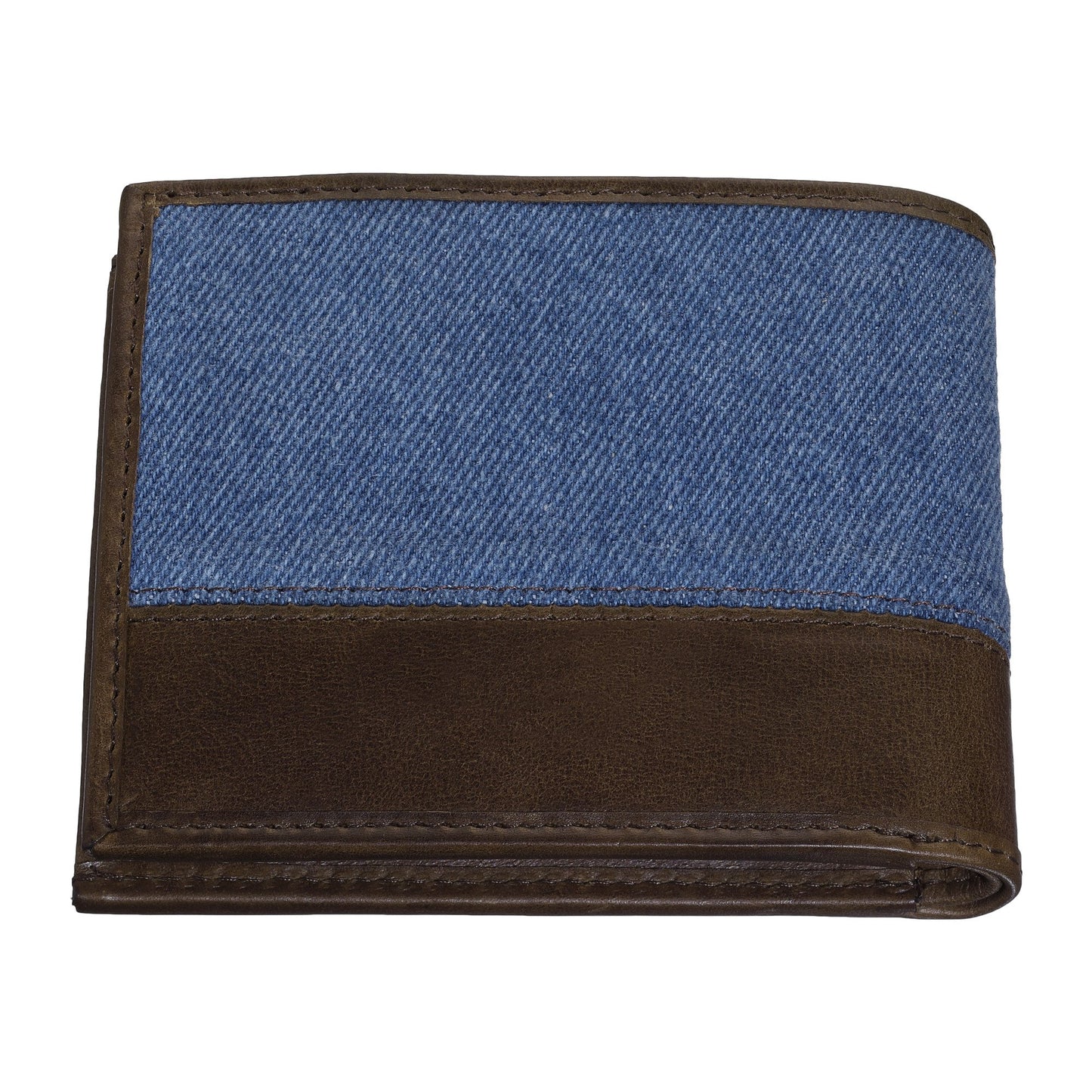 Zippo Portemonnee Donkerbruin Leer en Denim Achterkant