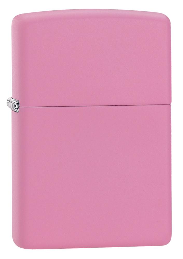 Vooraanzicht 3/4 hoek Zippo aansteker Pink Matte basismodel