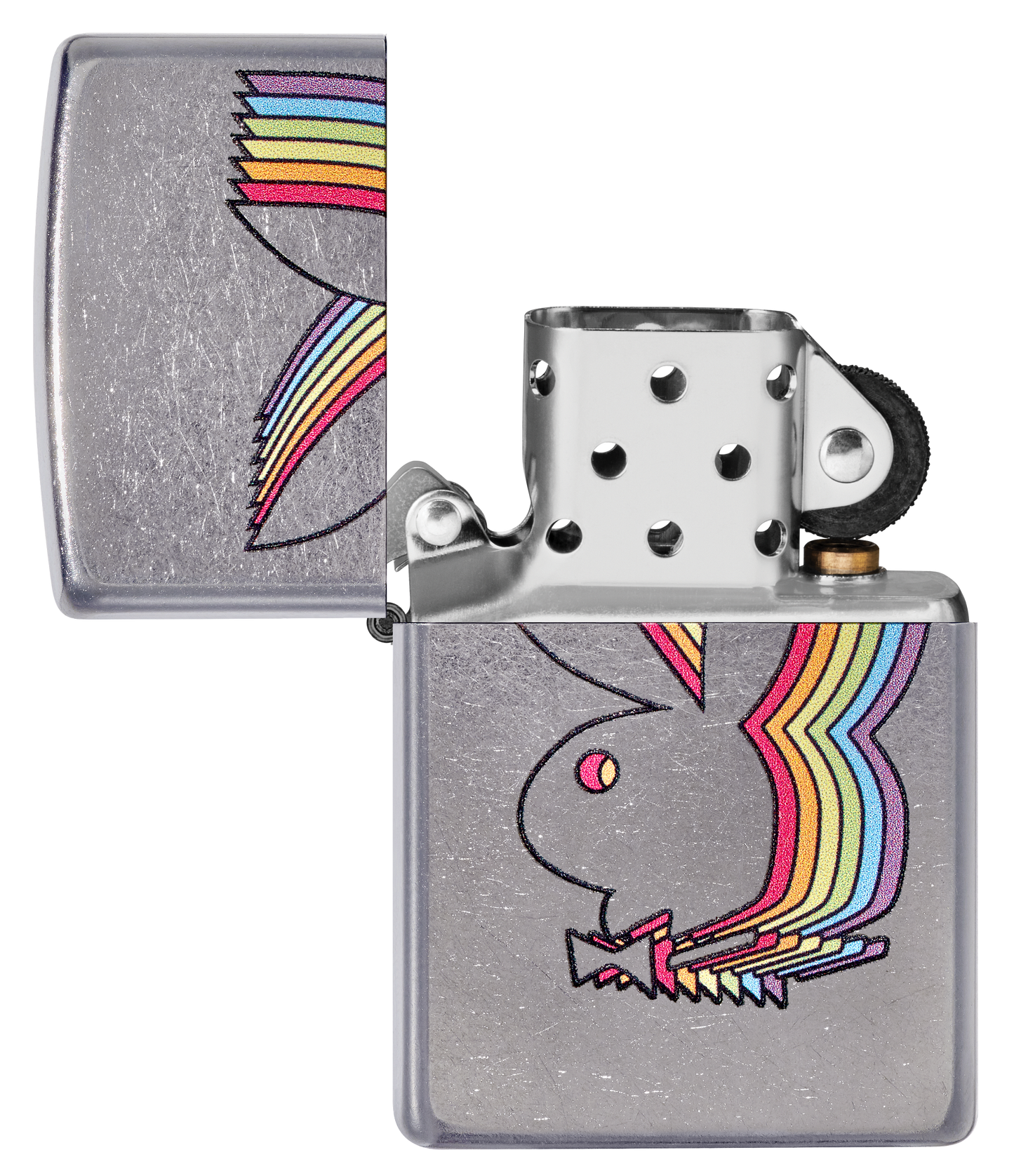 Vue de face du briquet tempête Zippo Playboy éteint, sans flamme