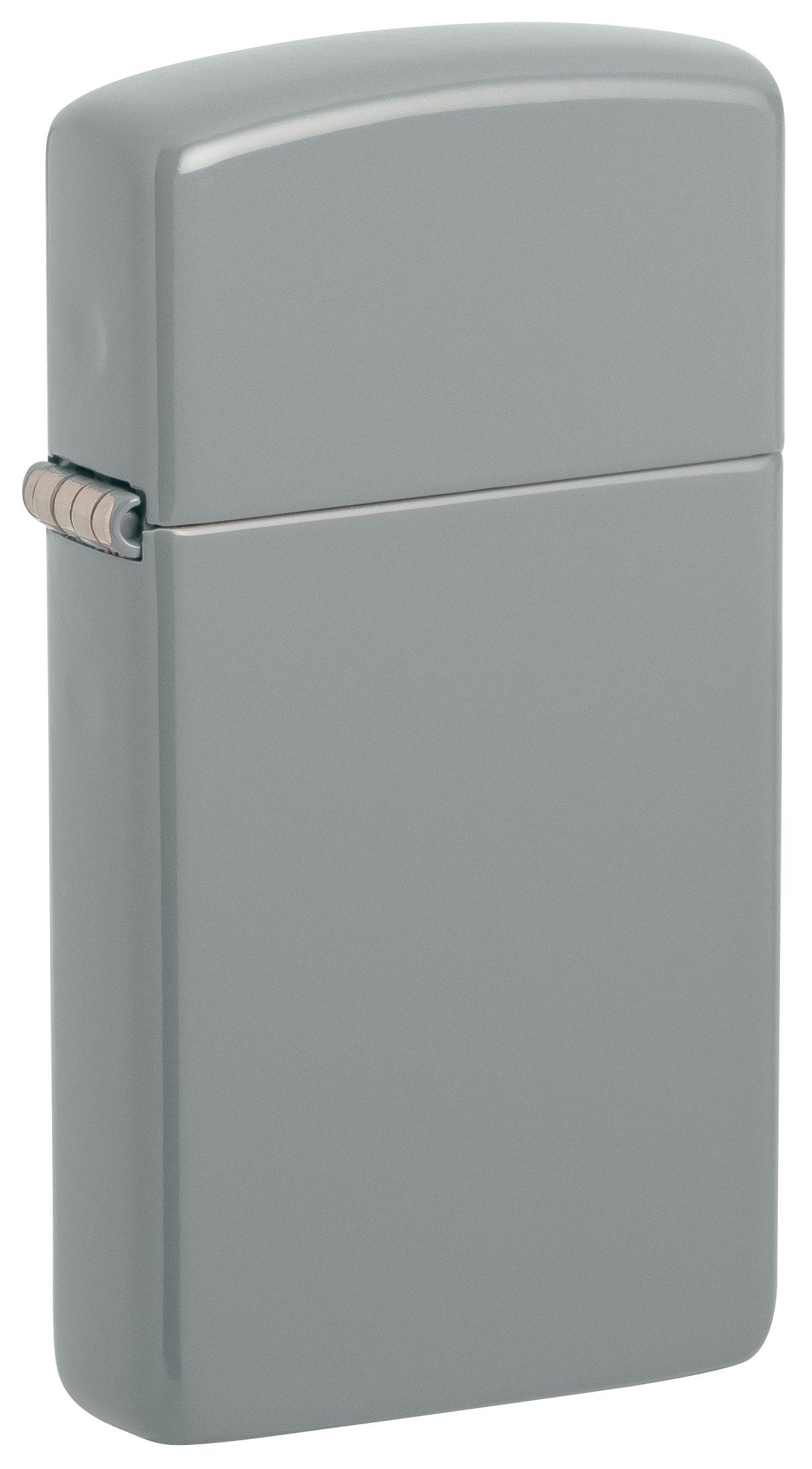 Vooraanzicht 3/4 hoek Zippo Aansteker Slim Flat Gray Mat