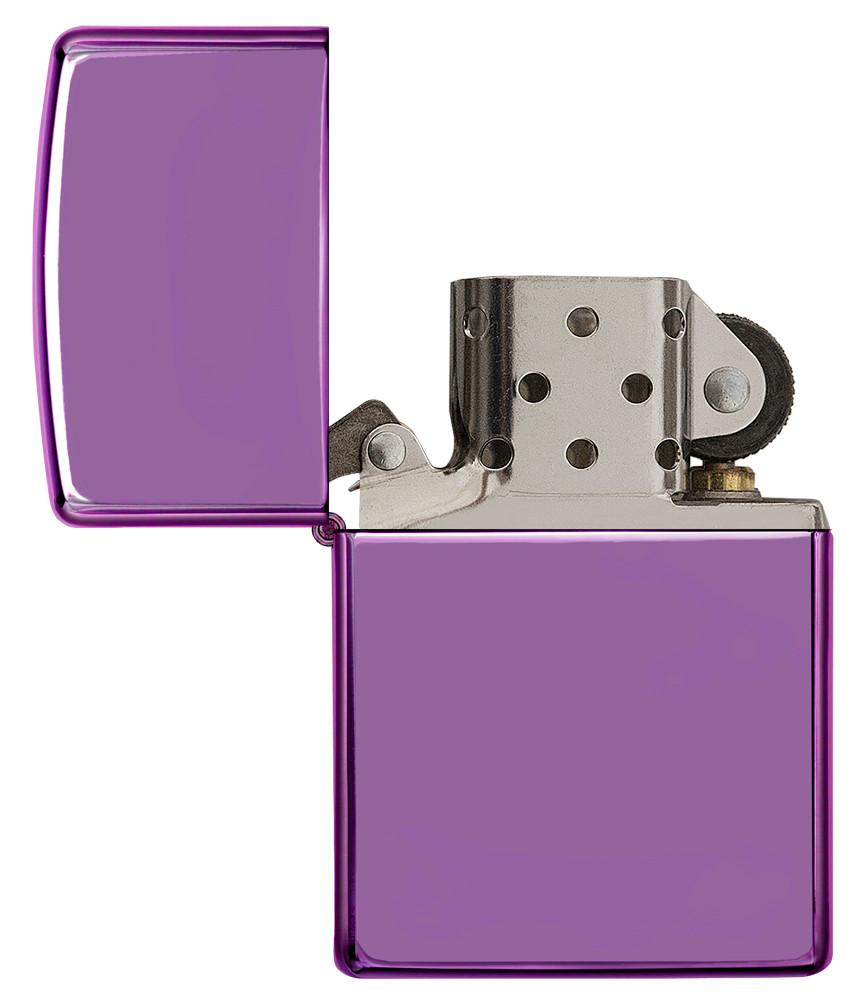 Vooraanzicht Zippo aansteker Abyss Purple glanzend open zonder vlam