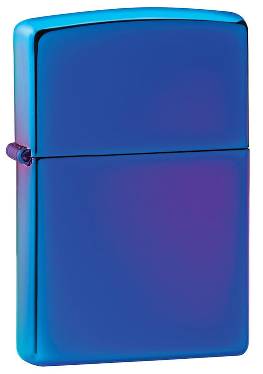Vooraanzicht Zippo-aansteker blauw hoogglans 3/4 hoek