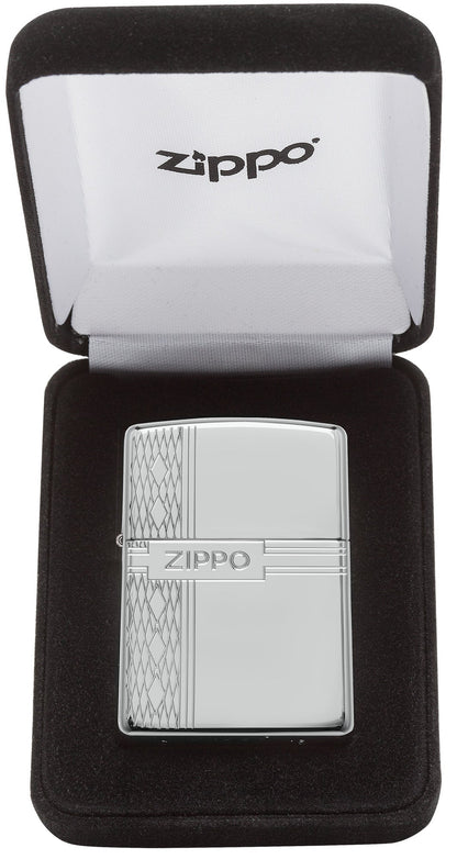 Sterling Silver Zippo Diamond Design