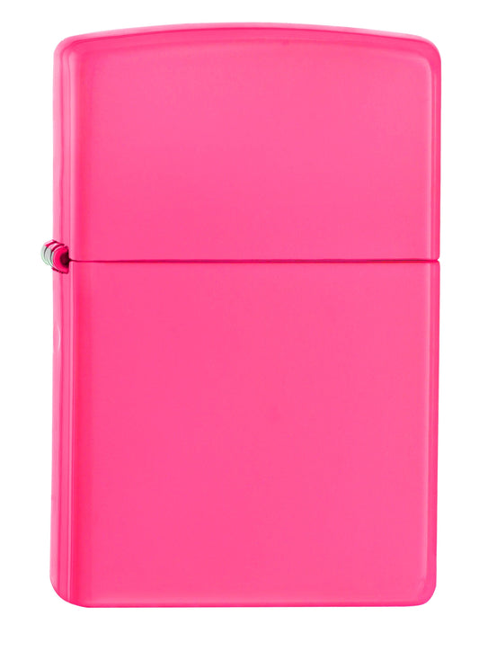 Vooraanzicht 3/4 hoek Zippo aansteker neonroze