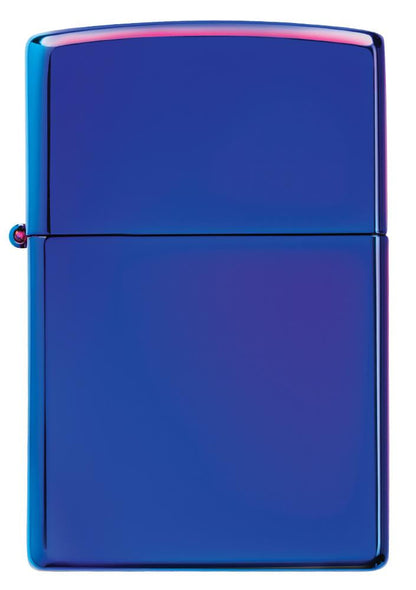 Vooraanzicht Zippo-aansteker blauw hoogglans