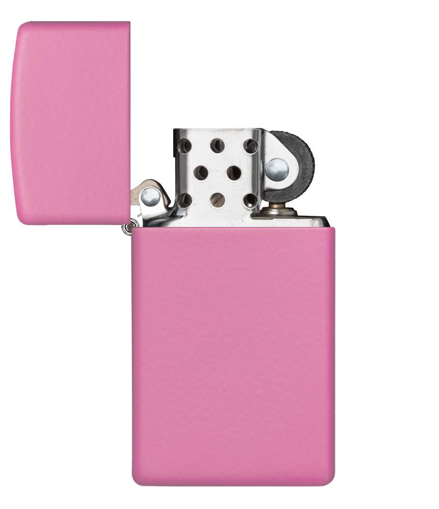 Zippo-aansteker Slim Pink Matt open