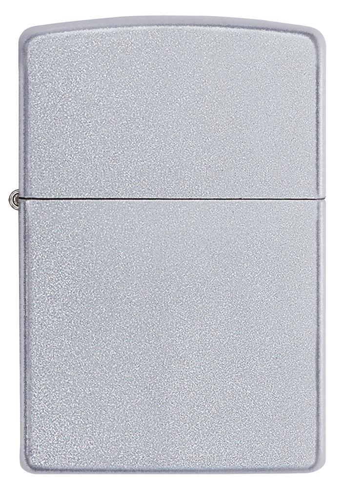 Vooraanzicht Zippo aansteker Satin Chrome basismodel