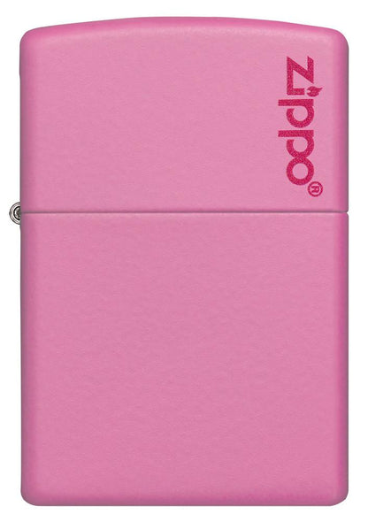 Vooraanzicht Zippo aansteker Pink Matte basismodel met Zippo-logo