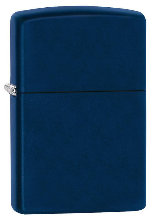  Vooraanzicht 3/4 hoek Zippo aansteker Navy Blue Matte basismodel