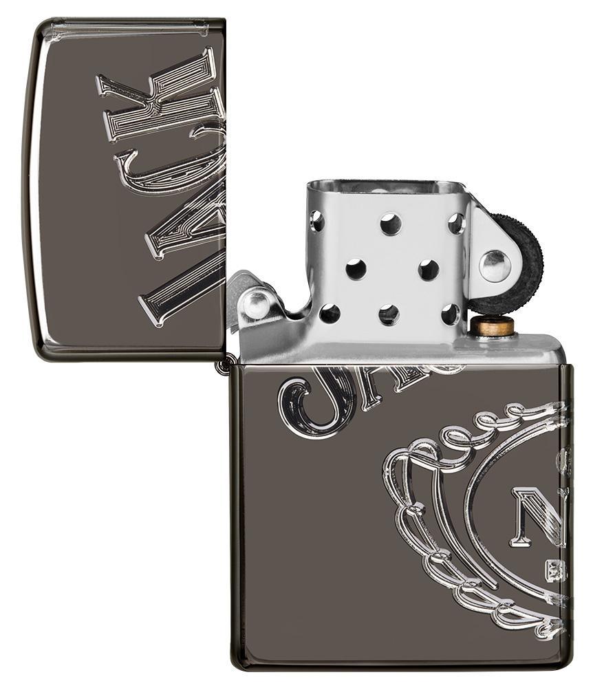Zippo-aansteker grijs glanzend met Jack Daniel's-logo over drie zijden