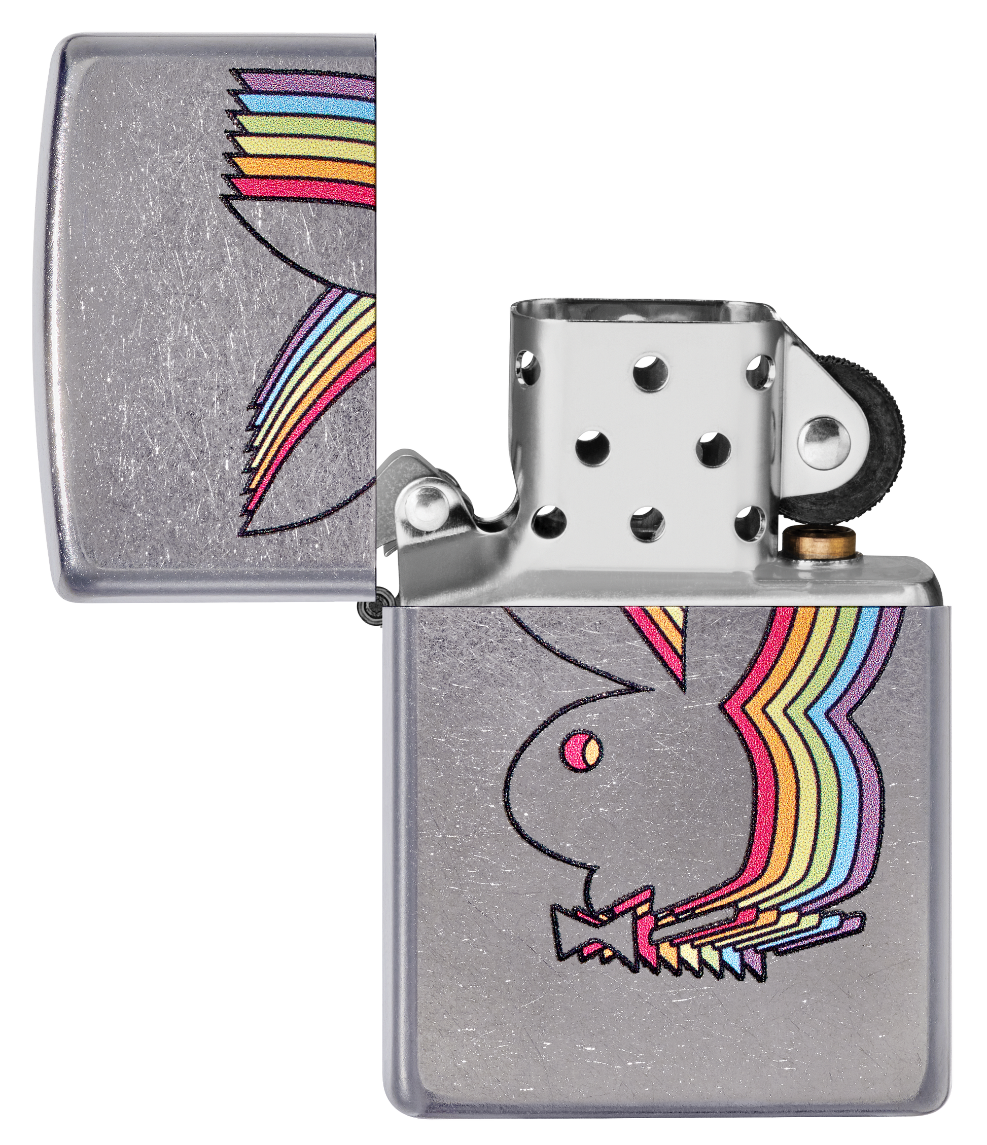 Vue de face du briquet tempête Zippo Playboy éteint, sans flamme