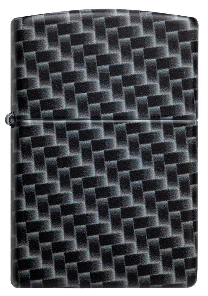 Vooraanzicht Zippo-aansteker 3/4 hoek White Matte met 540° Color Image en rechthoekige tegels als patroon