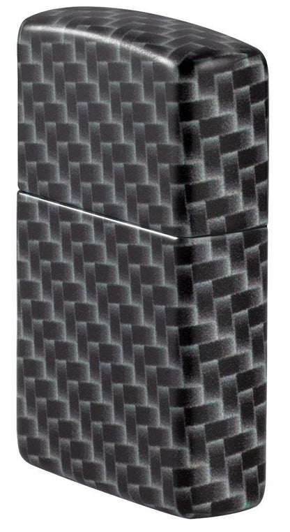 Zijaanzicht Zippo-aansteker 3/4 hoek White Matte met 540° Color Image en rechthoekige tegels als patroon