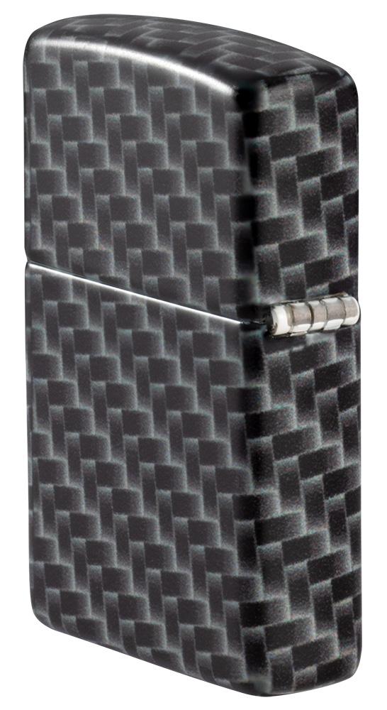 Achteraanzicht 3/4 hoek Zippo-aansteker 3/4 hoek White Matte met 540° Color Image en rechthoekige tegels als patroon