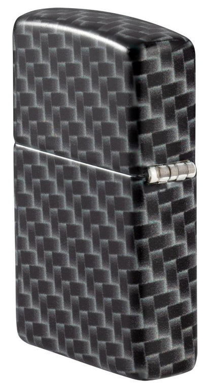 Achteraanzicht 3/4 hoek Zippo-aansteker 3/4 hoek White Matte met 540° Color Image en rechthoekige tegels als patroon