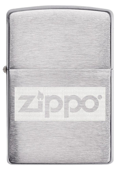 Vooraanzicht Zippo-aansteker chroom met Zippo-logo
