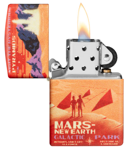 Zippo Aansteker 540 Graden Rood Marslandschap Met Twee Astronauten Alleen Online Openen Met Vlam
