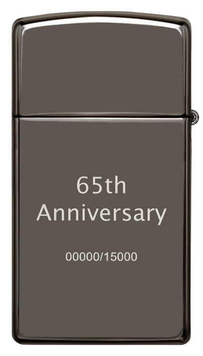 Achteraanzicht Zippo Aansteker 65 jaar Slim Black Ice Limited Edition 65ste Verjaardag