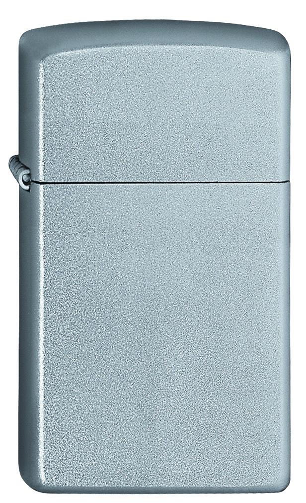 Vooraanzicht Zippo aansteker Slim Satin Chrom