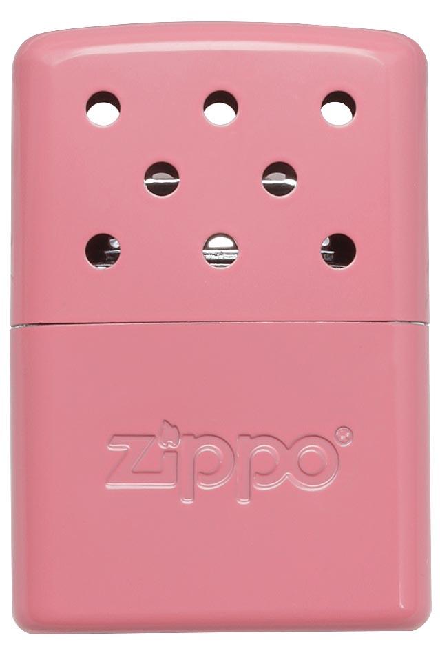 Vooraanzicht Zippo handwarmer metaal roze klein