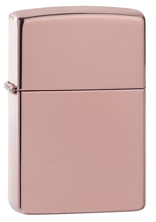 Vooraanzicht 3/4 hoek Zippo-aansteker rose gold hoogglans