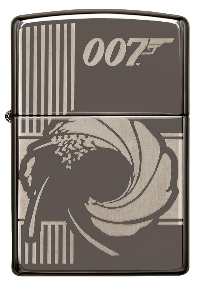 Vooraanzicht Zippo-aansteker grijs glanzend James Bond 007